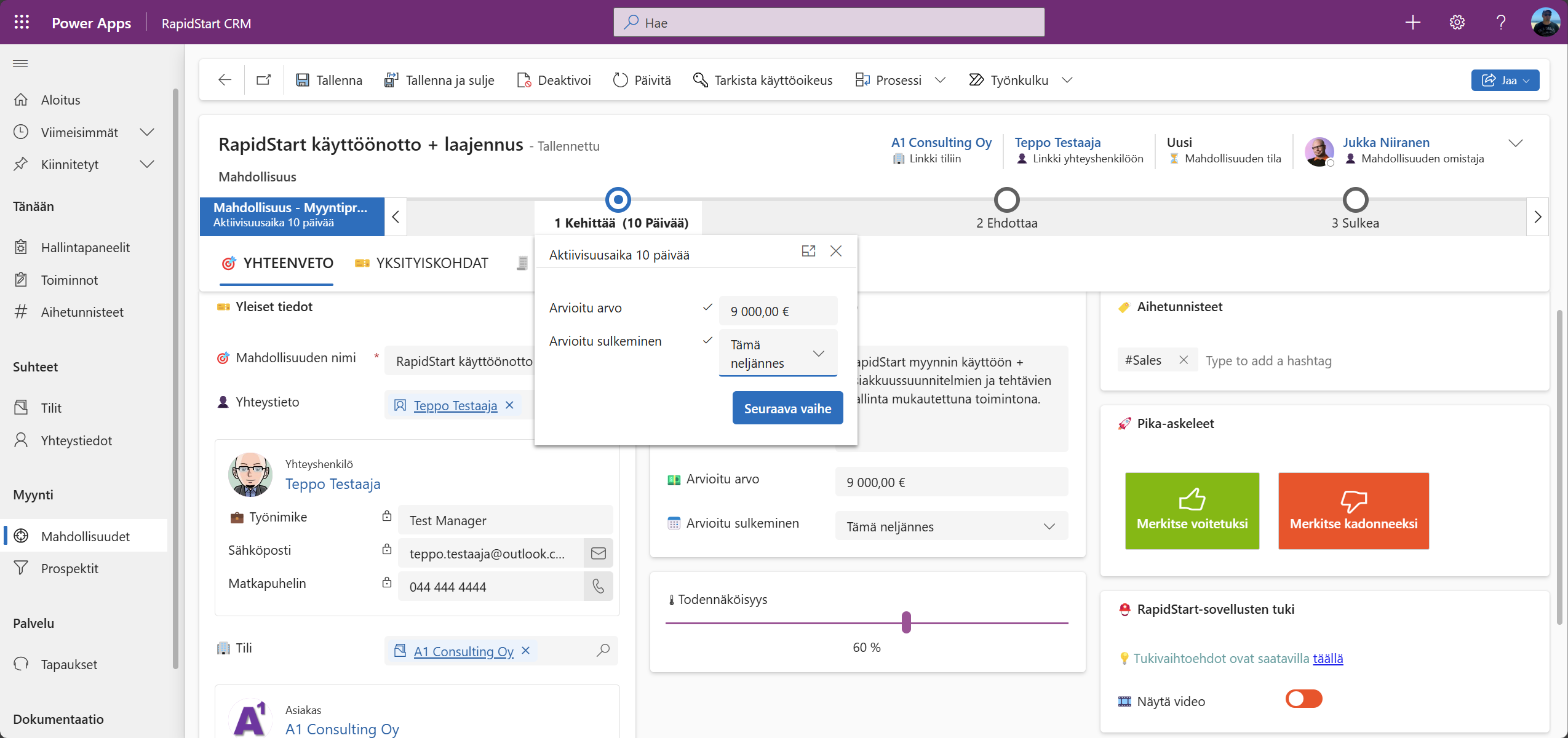 Myyntimahdollisuus RapidStartissa