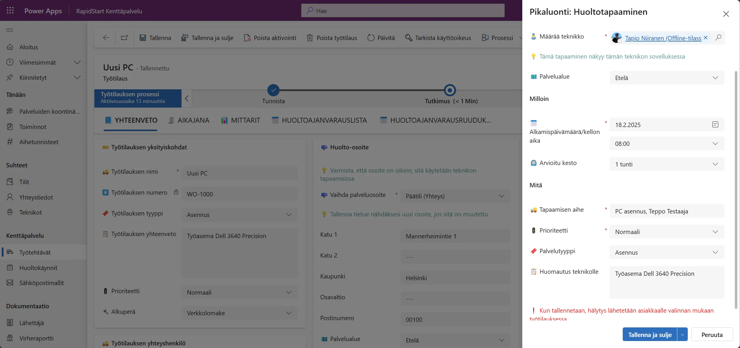 Mahdollisuuksien näkymä ja kaavio suodattimineen